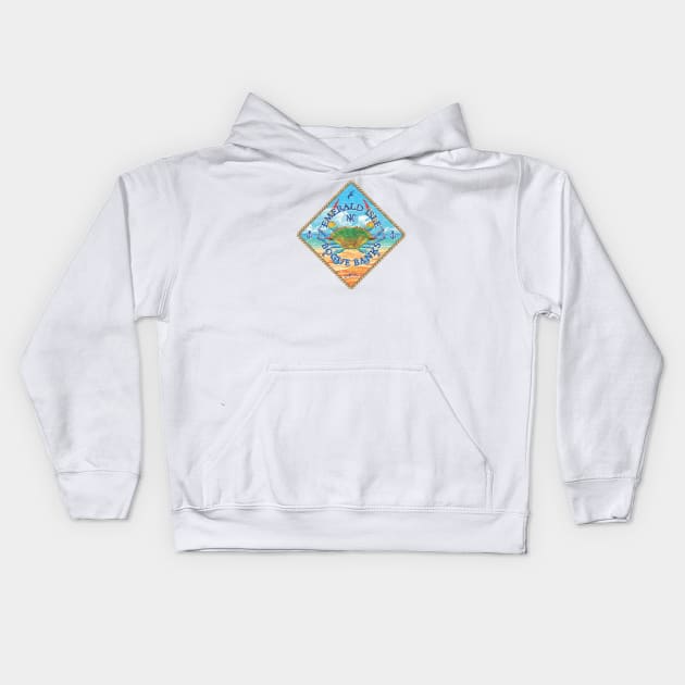 Emerald Isle, Bogue Banks, North Carolina with Blue Crab on Beach Kids Hoodie by jcombs